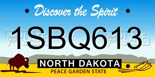 1SBQ613 North Dakota License Plate