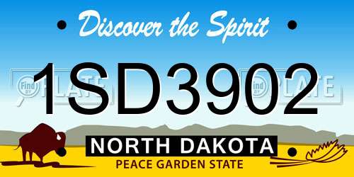 1SD3902 North Dakota License Plate