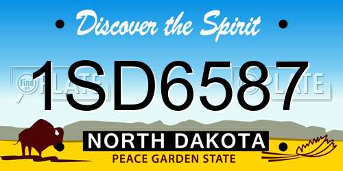 1SD6587 North Dakota License Plate