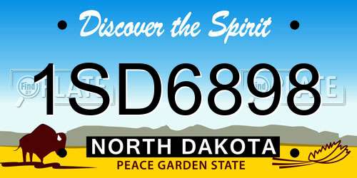 1SD6898 North Dakota License Plate
