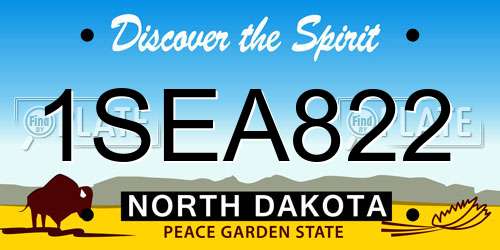 1SEA822 North Dakota License Plate
