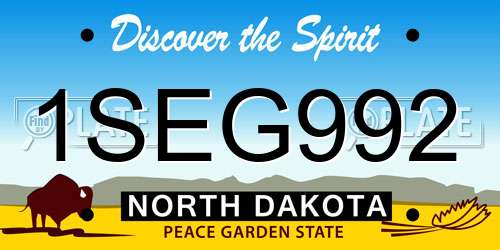 1SEG992 North Dakota License Plate