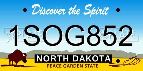 1SOG852 North Dakota License Plate