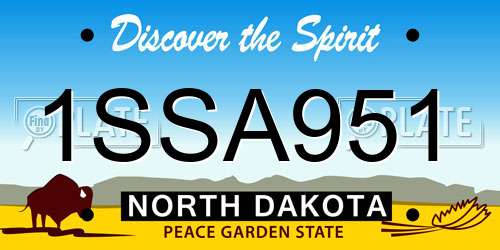 1SSA951 North Dakota License Plate
