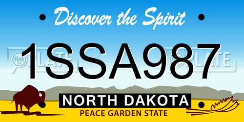 1SSA987 North Dakota License Plate