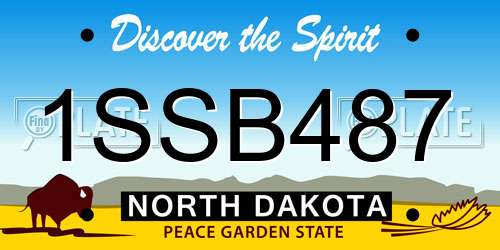 1SSB487 North Dakota License Plate
