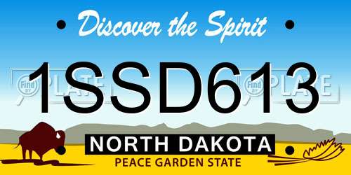 1SSD613 North Dakota License Plate