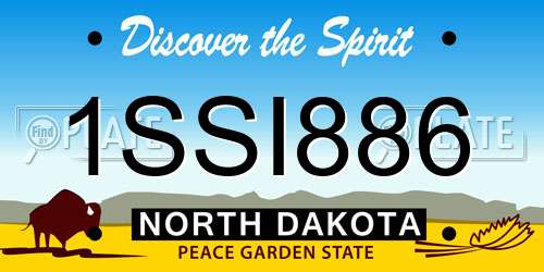 1SSI886 North Dakota License Plate