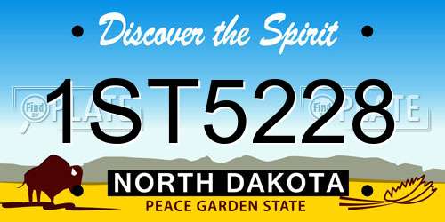 1ST5228 North Dakota License Plate