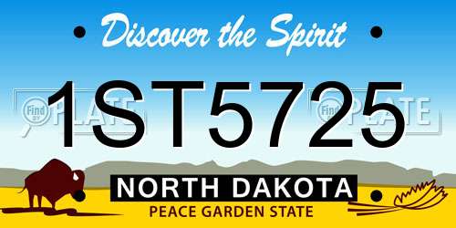 1ST5725 North Dakota License Plate