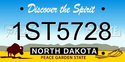 1ST5728 North Dakota License Plate