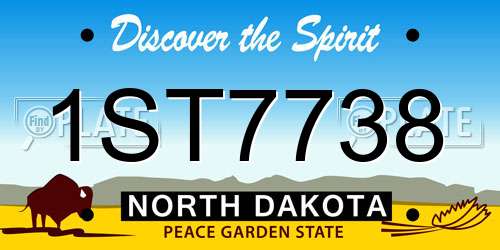 1ST7738 North Dakota License Plate