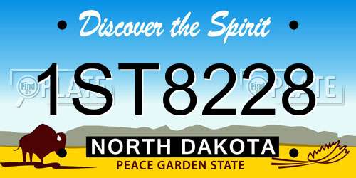 1ST8228 North Dakota License Plate