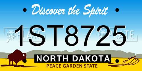 1ST8725 North Dakota License Plate