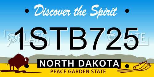 1STB725 North Dakota License Plate