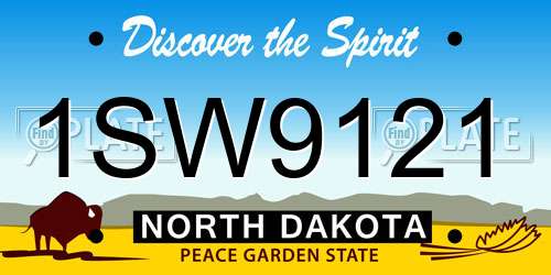 1SW9121 North Dakota License Plate