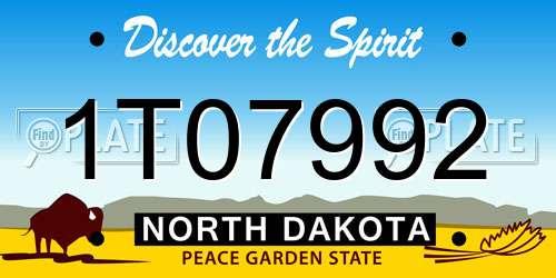 1T07992 North Dakota License Plate