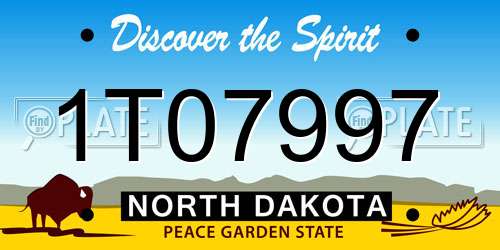 1T07997 North Dakota License Plate