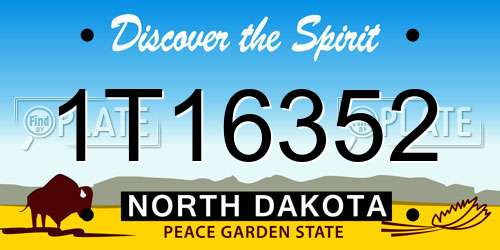 1T16352 North Dakota License Plate
