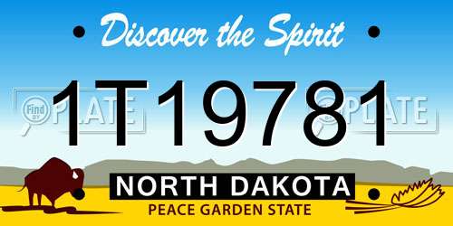 1T19781 North Dakota License Plate