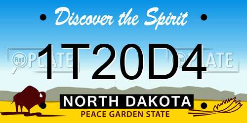 1T20D4 North Dakota License Plate