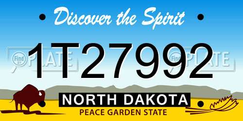 1T27992 North Dakota License Plate