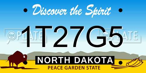 1T27G5 North Dakota License Plate