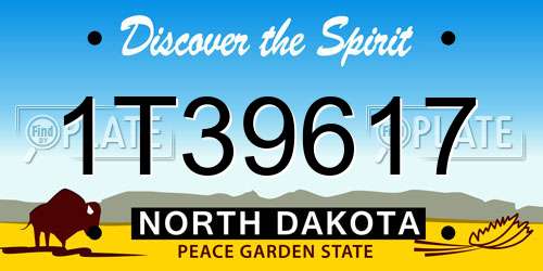 1T39617 North Dakota License Plate