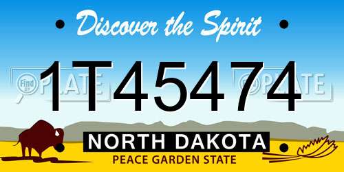 1T45474 North Dakota License Plate