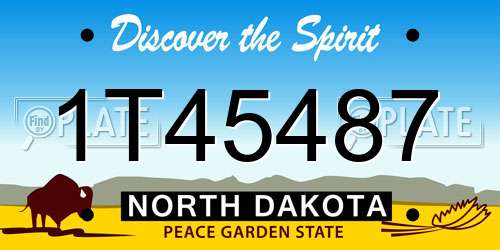 1T45487 North Dakota License Plate