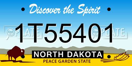 1T55401 North Dakota License Plate