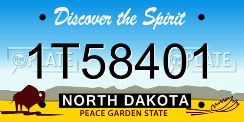 1T58401 North Dakota License Plate