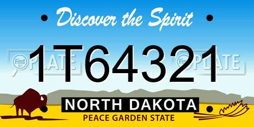 1T64321 North Dakota License Plate