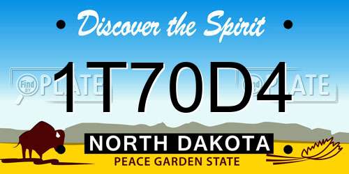 1T70D4 North Dakota License Plate