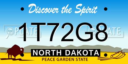 1T72G8 North Dakota License Plate