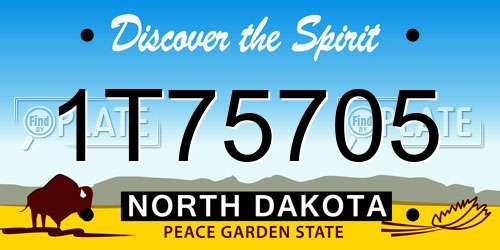 1T75705 North Dakota License Plate