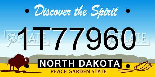 1T77960 North Dakota License Plate