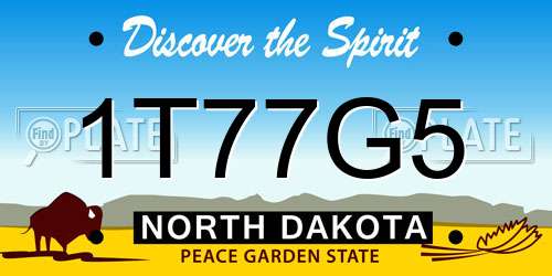 1T77G5 North Dakota License Plate
