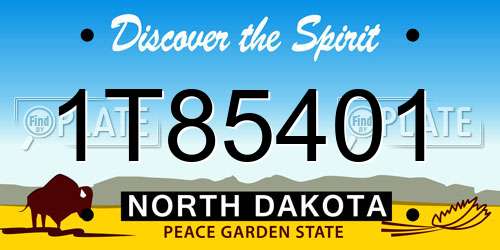 1T85401 North Dakota License Plate