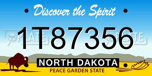 1T87356 North Dakota License Plate