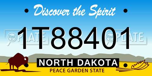 1T88401 North Dakota License Plate