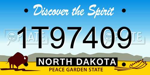1T97409 North Dakota License Plate