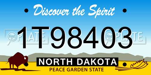 1T98403 North Dakota License Plate