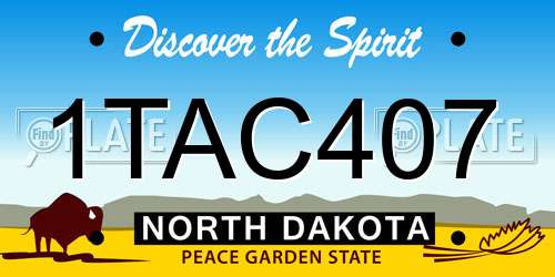 1TAC407 North Dakota License Plate