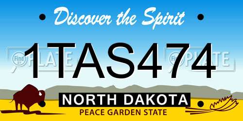 1TAS474 North Dakota License Plate