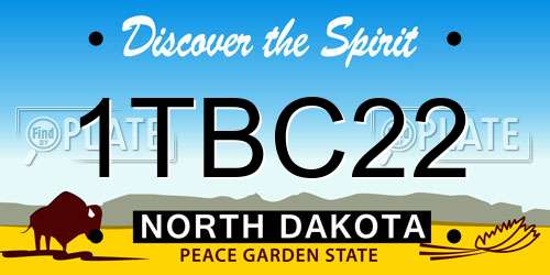 1TBC22 North Dakota License Plate