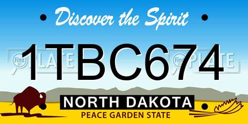 1TBC674 North Dakota License Plate