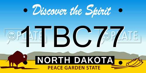 1TBC77 North Dakota License Plate