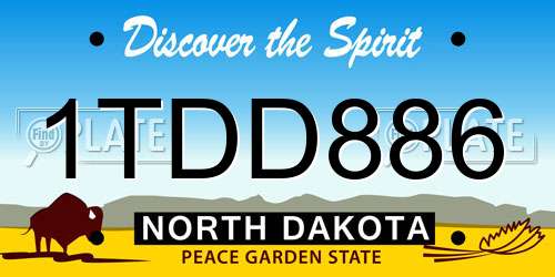 1TDD886 North Dakota License Plate