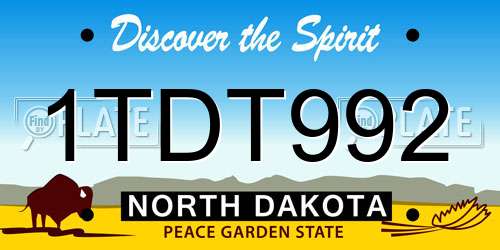 1TDT992 North Dakota License Plate